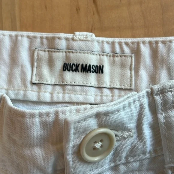 BUCK MASON High Waisted Wide Leg Twill Denim White Jean Pant - Picture 4 of 14